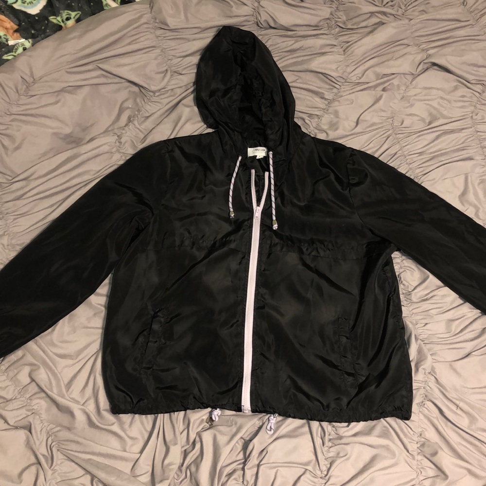 Black Windbreaker W/ White Zipper